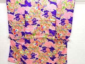 アンティーク　紋錦紗毬に花模様着物